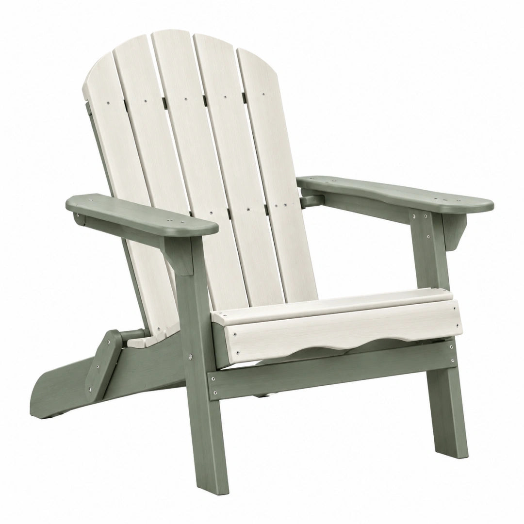 Krzesło ogrodowe 86 x 76 x 98 cm z tworzywa sztucznego biało zielone w stylu Adirondack