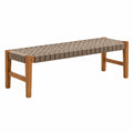 Ławka 120 x 40 x 45 cm z drewna i plecionego sznura brązowo-beżowa rustykalna