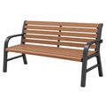 Ławka ogrodowa 150 x 62 x 85 cm drewniano-metalowa brązowa czarna z oparciem i podłokietnikami