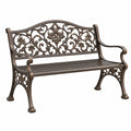 Ławka ogrodowa 122 x 61 x 92 cm metalowa brązowa dekoracyjna