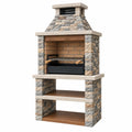 Grill ogrodowy 120 x 70 x 220 cm z kamienia beżowo-szary z rusztem