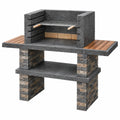 Grill ogrodowy 160 x 70 x 180 cm z kamienia szary brązowy z rusztem stalowym